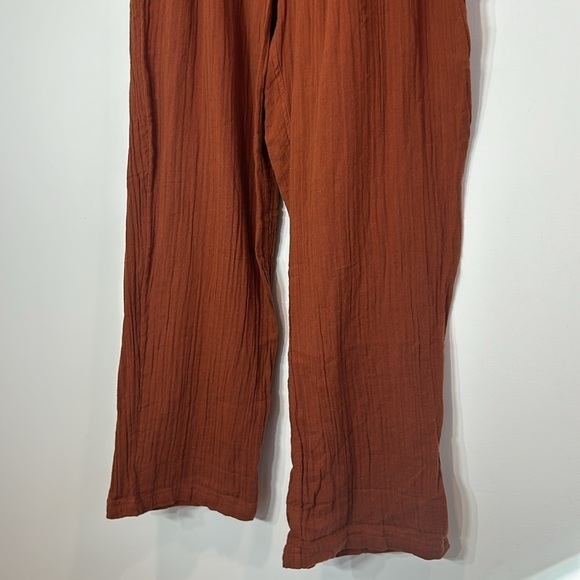 L*SPACE GAUZE COTTON GEORGIE BUTTON FRONT PANTS HIGH WAIST XL RUSTIC Orange - Picture 3 of 6